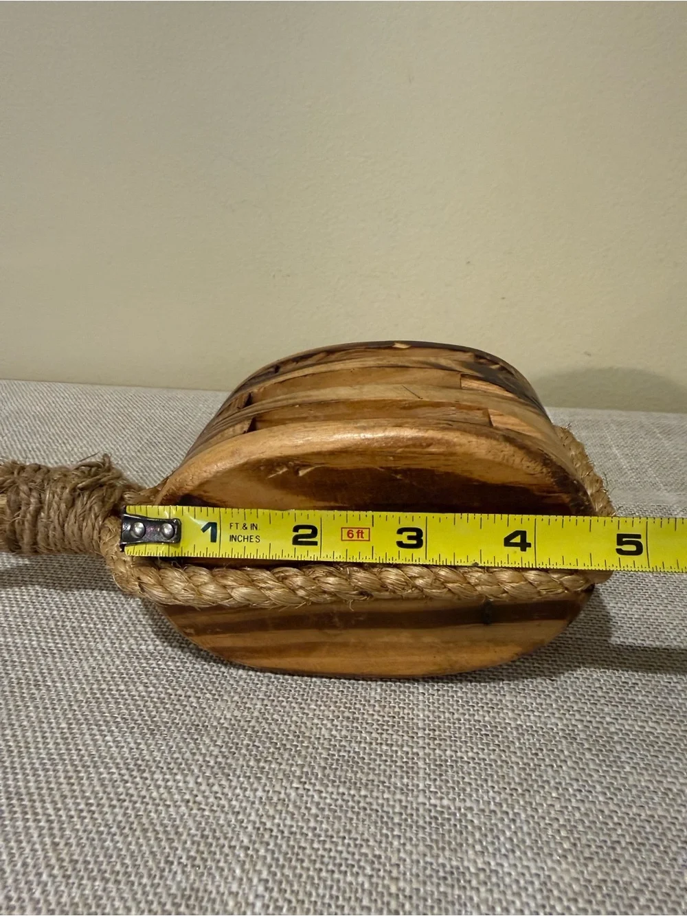 Vintage Wood Triple Sheave Pulley Block Nautical Decor⁠